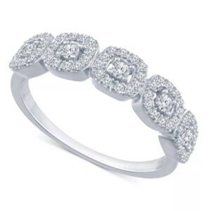 Macy’s Diamond Halo Cluster Ring (1/4 ct. t.w.) in 10k White Gold 1/4 Ca